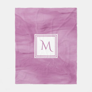Simple Light Purple Subtle Marble Modern Monogram Fleece Blanket