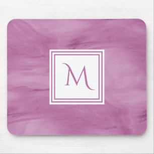 Simple Light Purple Subtle Marble Modern Monogram Mouse Pad