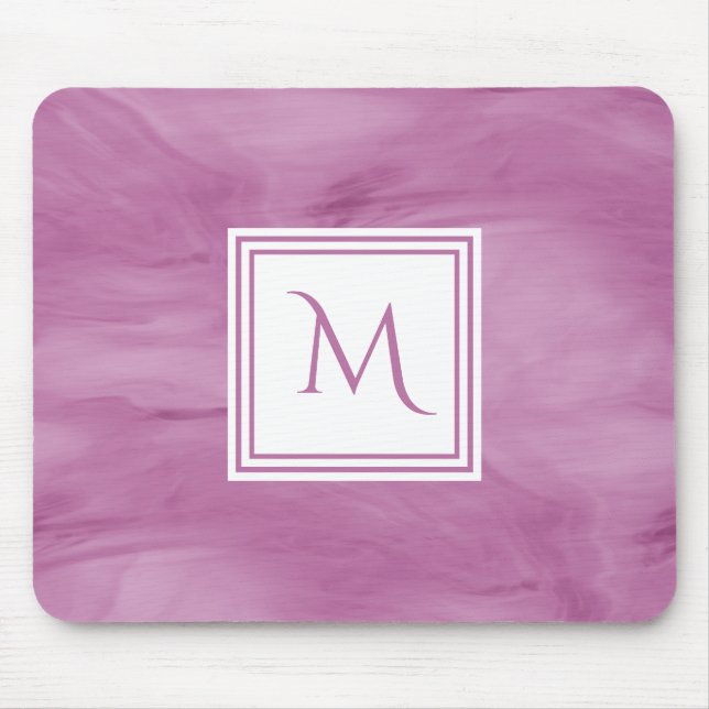 Simple Light Purple Subtle Marble Modern Monogram Mouse Pad (Front)