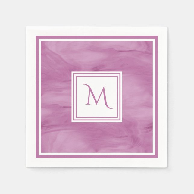 Simple Light Purple Subtle Marble Modern Monogram Napkin (Front)