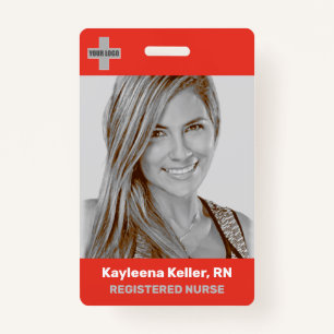 Simple Light Red Large Photo Logo Code Template Badge