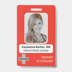 Simple Light Red White Rounded Corners Photo Logo Badge
