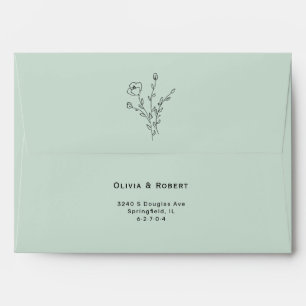 Simple Light Sage Rustic Floral Wedding Envelope