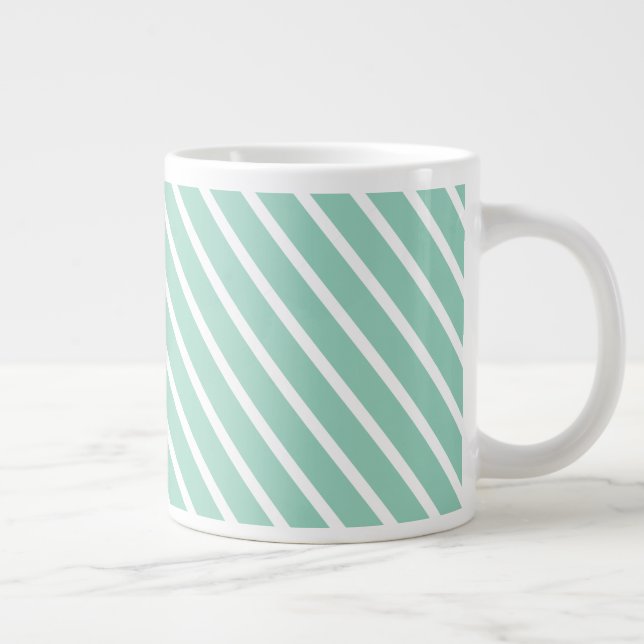 Simple Light Teal Cascade Stripe Large Coffee Mug (Right)