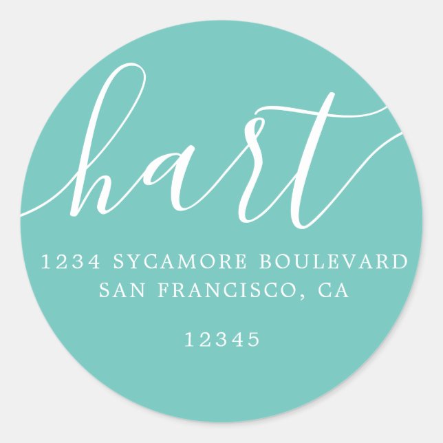 Simple Light Teal Family Return Address Label (Front)