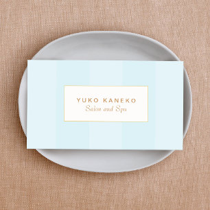 Simple Light Turquoise Blue Striped Elegant Business Card