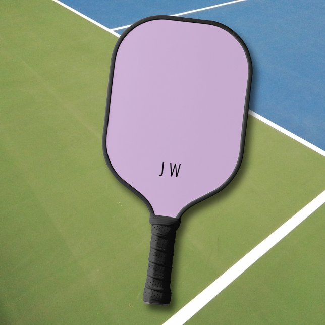 Simple Light Violet Purple Monogram Initials Pickleball Paddle (Creator Uploaded)