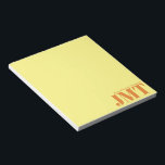Simple Light Yellow and Orange Monogram Notepad<br><div class="desc">These light yellow notepads have orange text. You can edit it to show your name in a small font and your monogram in a large font. The text is near the bottom right corner.</div>