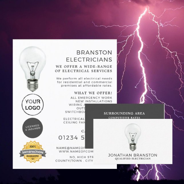 Simple Lightbulb, Electrician Business Card (Creator Uploaded)