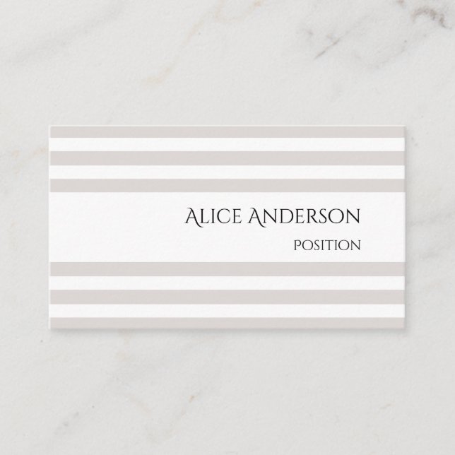 Simple Lignt Grey Pastel Stripes Geometric Chic  Business Card (Front)