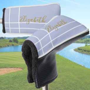 Simple lilac purple minimalist custom name ladies golf head cover