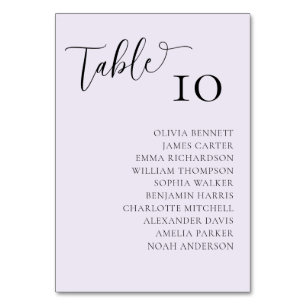 Simple Lilac Wedding table numbers