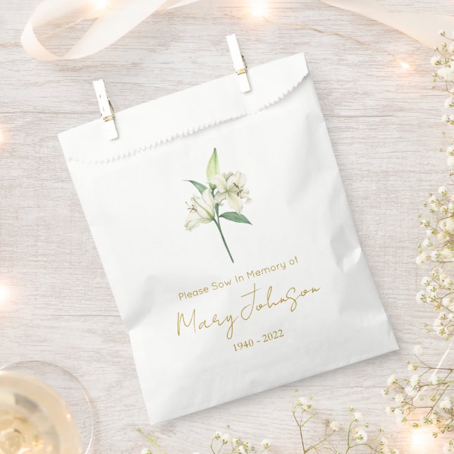 Simple Lily Seed packet Funeral  Favour Bag (Clipped)