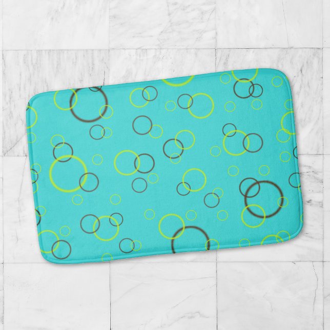 Simple Lime and brown circles on Turquoise Pattern Bath Mat (Creator Uploaded)
