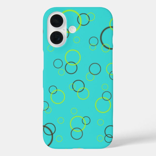 Simple Lime and brown circles on Turquoise Pattern Case-Mate iPhone Case (Back)
