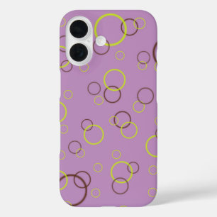 Simple Lime Brown circles Purple Violet Pattern iPhone 16 Case