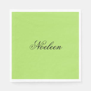 Simple lime colour custom name napkin
