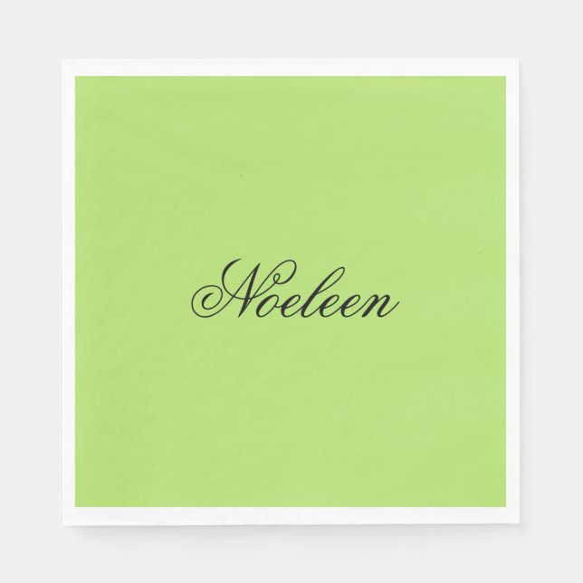 Simple lime colour custom name napkin (Front)