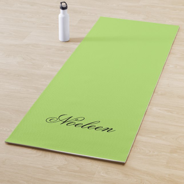 Simple lime colour custom name yoga mat (In Situ)