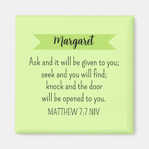 Simple Lime Green Ask God Bible Verse Christian Magnet
