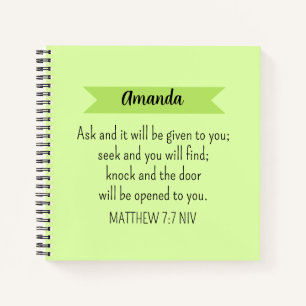 Simple Lime Green Ask God Bible Verse Christian Notebook
