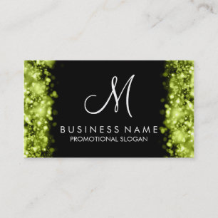 Simple Lime Lights Monogram Business Card