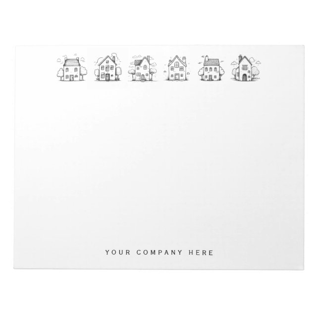 Simple Line Art Houses Real Estate Notepad (Front)