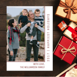 Simple Line Holiday Photo Card   Burgundy