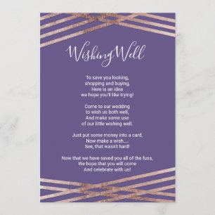 Simple Lined Rose Gold Violet Wishing Well Invitation