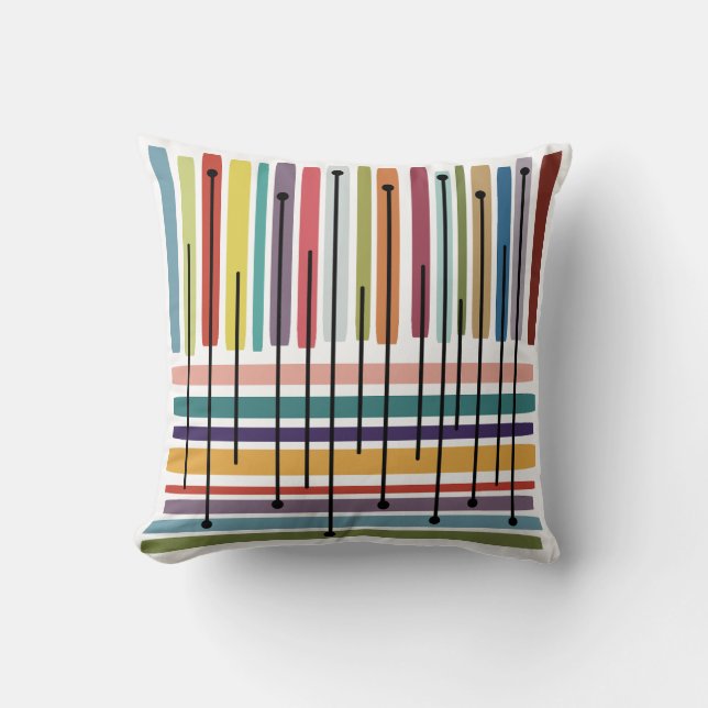 Simple Lines Abstract Art Colourful Throw Pillow (Front)