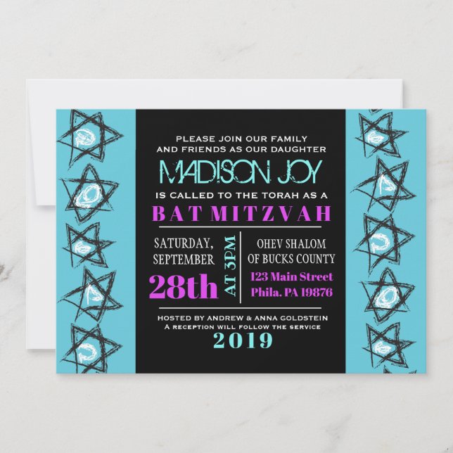 SIMPLE LINES Bat Bar Mitzvah Invitation (Front)