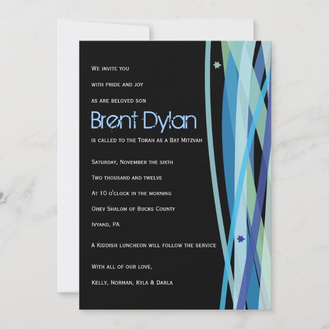 Simple Lines Bat Bar Mitzvah Invitation Invite (Front)