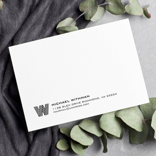 Simple Lines Monogram Initial Name Classic Black Card (Creator Uploaded)