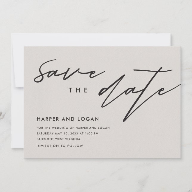 Simple Linework Save the Date Invitation (Front)