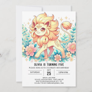 Simple Lion Digital Birthday Invitation