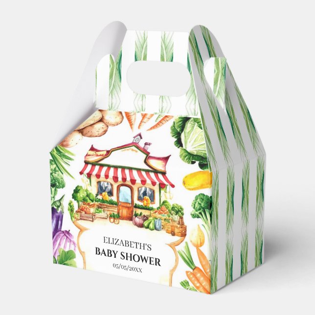 Simple Little Farmer's Market Baby Shower Favor Box (Front Side)