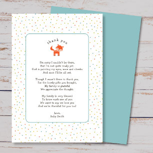 Simple Little Fox thank you note with poem Card