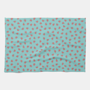Simple little ladybug on a teal background kitchen towel