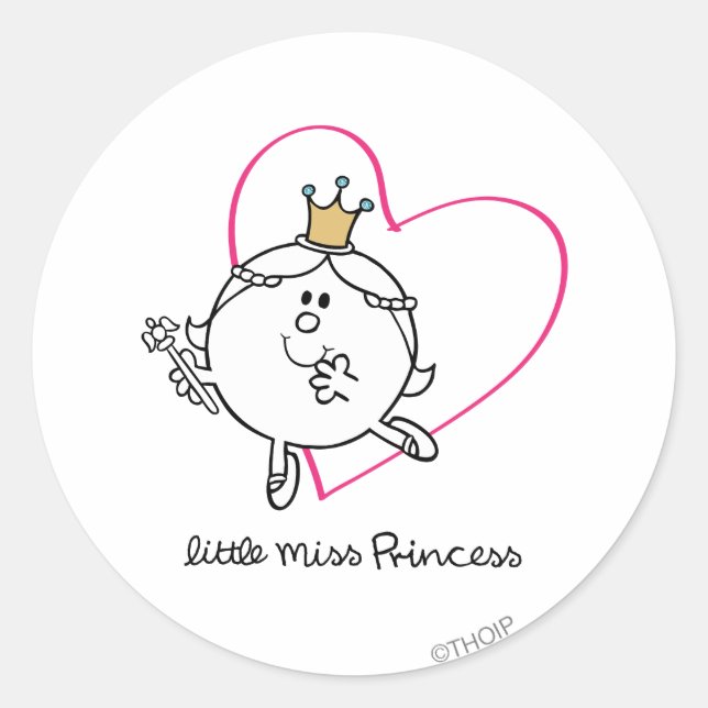 Simple Little Miss Princess | Pink Heart Classic Round Sticker (Front)