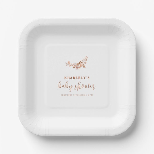 Simple Little Wildflower Boho Baby Shower Paper Plate (Front)