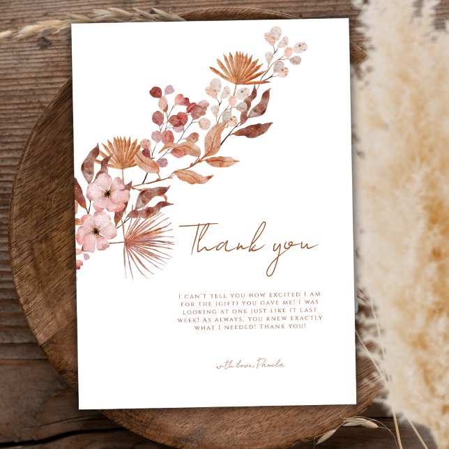 Simple Little Wildflower Boho | Fall Baby Shower Thank You Card (Simple Little Wildflower Boho | Fall Baby Shower Thank You Card)
