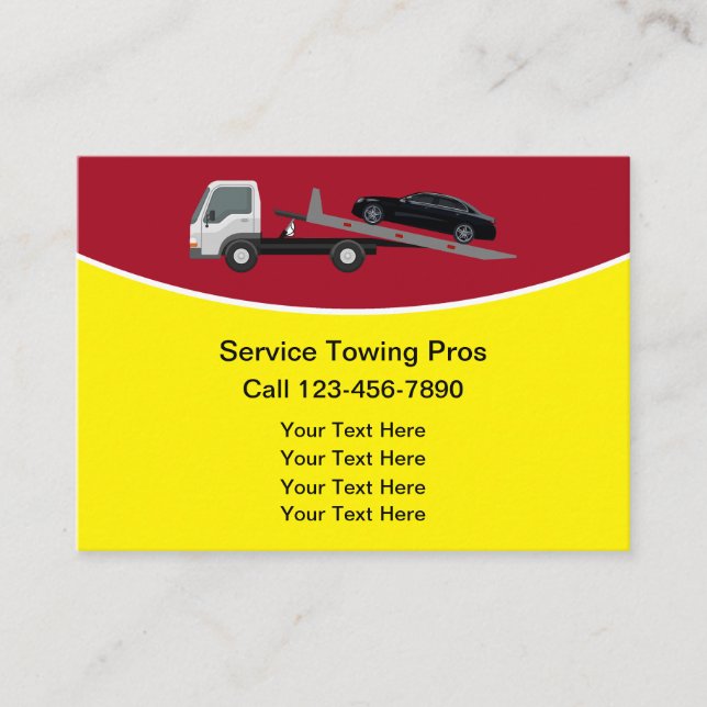 Simple Local Car Roadside Towing Business Cards (Front)