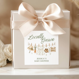 Simple Locally Grown Farmer Market Baby GIRL  Square Sticker