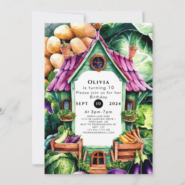 Simple Locally Grown Farmers Market Birthday Invitation (Front)