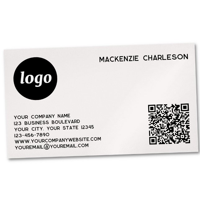 Simple Logo and QR Code Blush Pink Magnetic Business Card (Logo QR card with custom text blush pink magnet business card)
