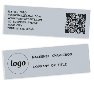 Simple Logo and QR Code Dusty Powder Blue Mini Business Card