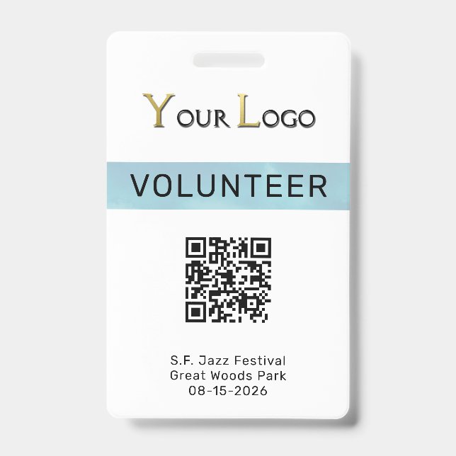 Simple Logo and QR Code Event  Badge (Front)