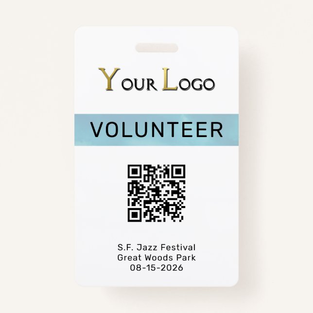 Simple Logo and QR Code Event  Badge (Front)