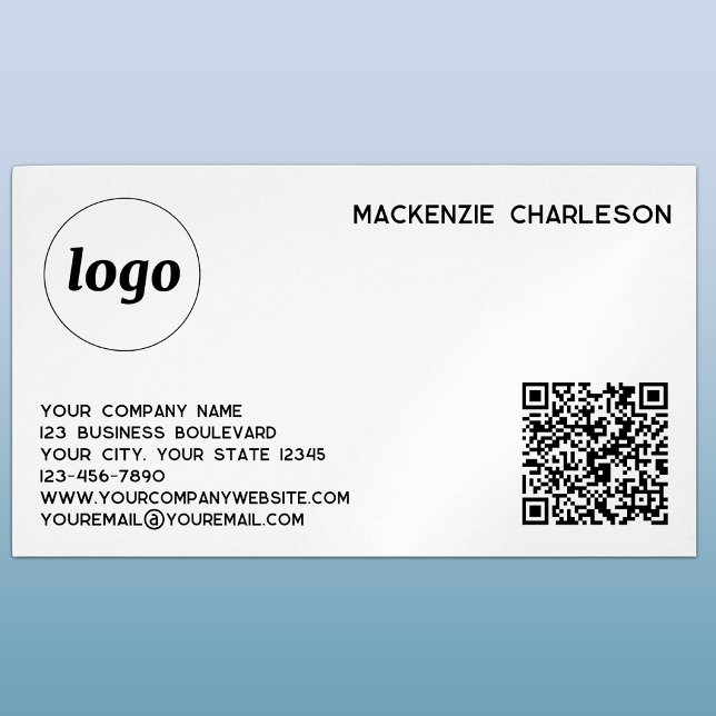 Simple Logo and QR Code Magnetic Business Card (Logo with QR code and custom text magnetic business card)