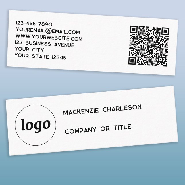 Simple Logo and QR Code Mini Business Card (Simple logo with QR code and custom text mini business card)